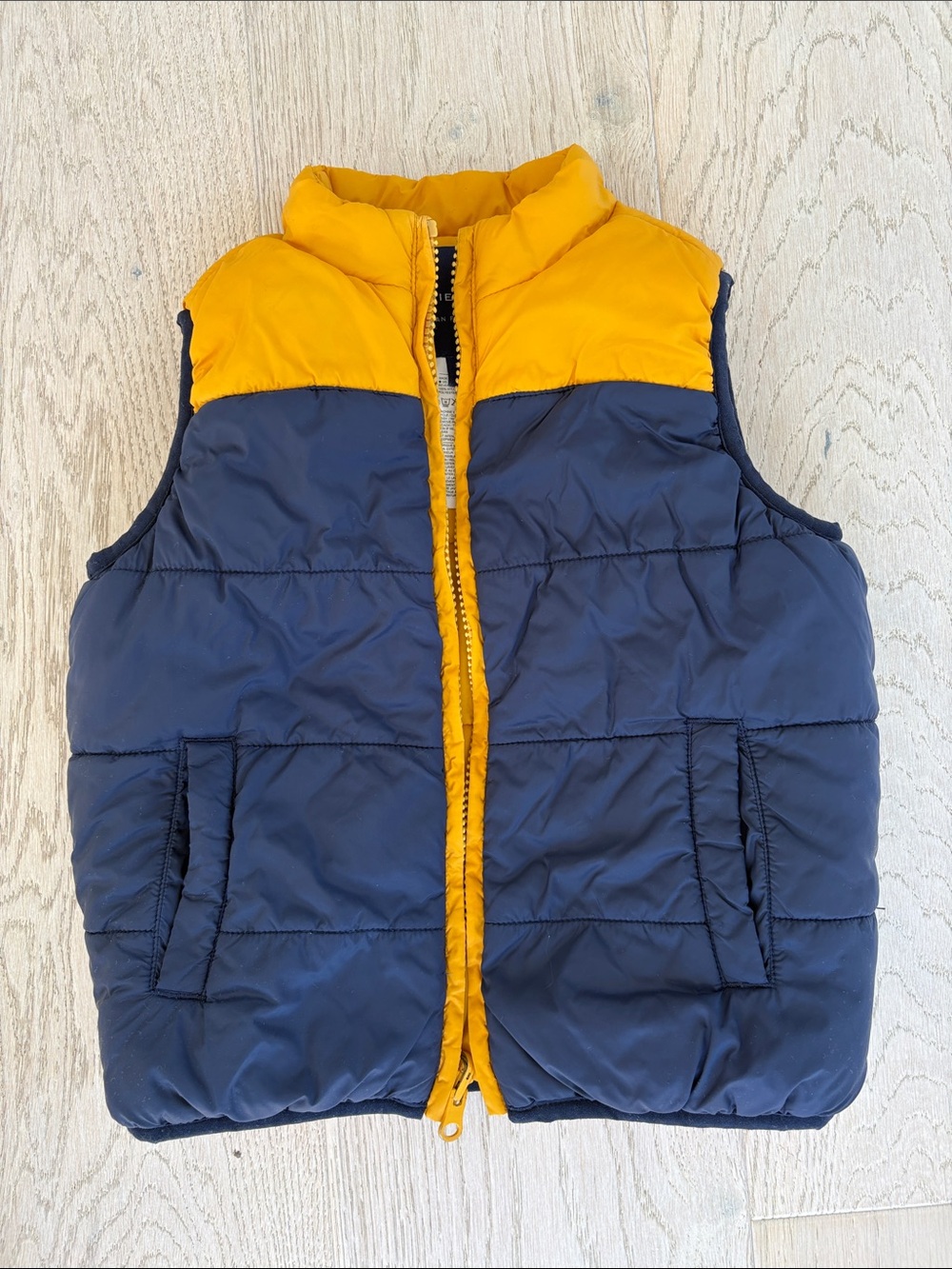 Janie and Jack Navy and Yellow Quilted Kids Puffer Vest
